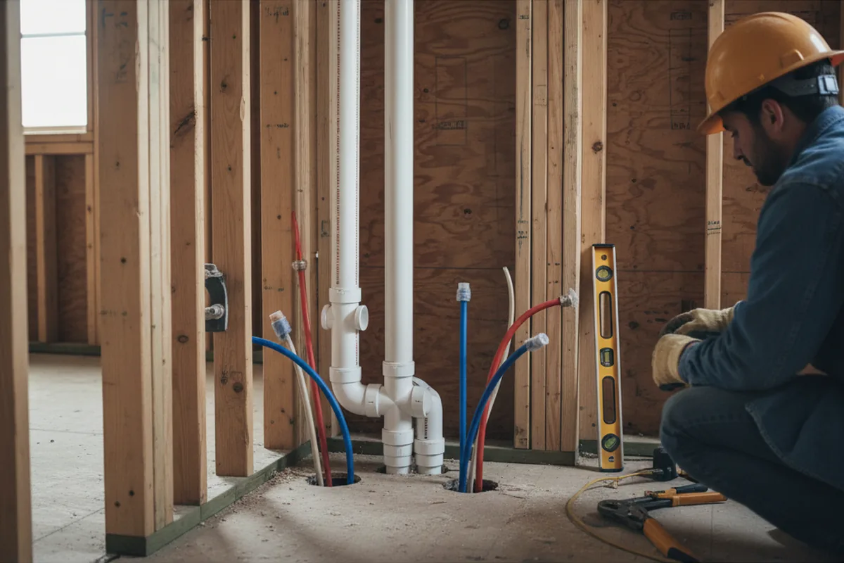 Drain and supply rough-in during Leak Detection in Louisville