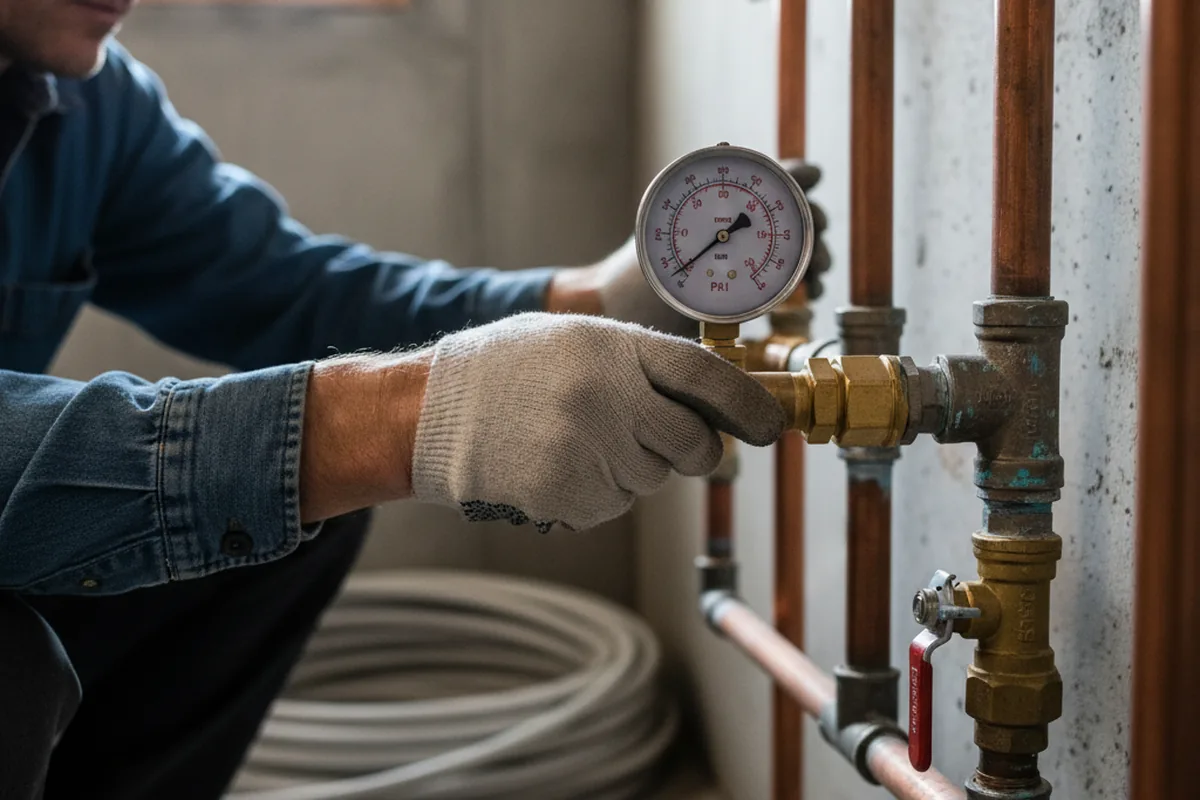 Pressure testing a repaired line during Water Line Repair in Louisville